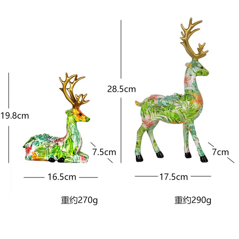 Kunstharzhandwerk Wassertransferdruck Bunte Hirschornamente Kreatives Paar Hochzeitsgeschenk Heim Wohnzimmer Weinschrank Dekoration