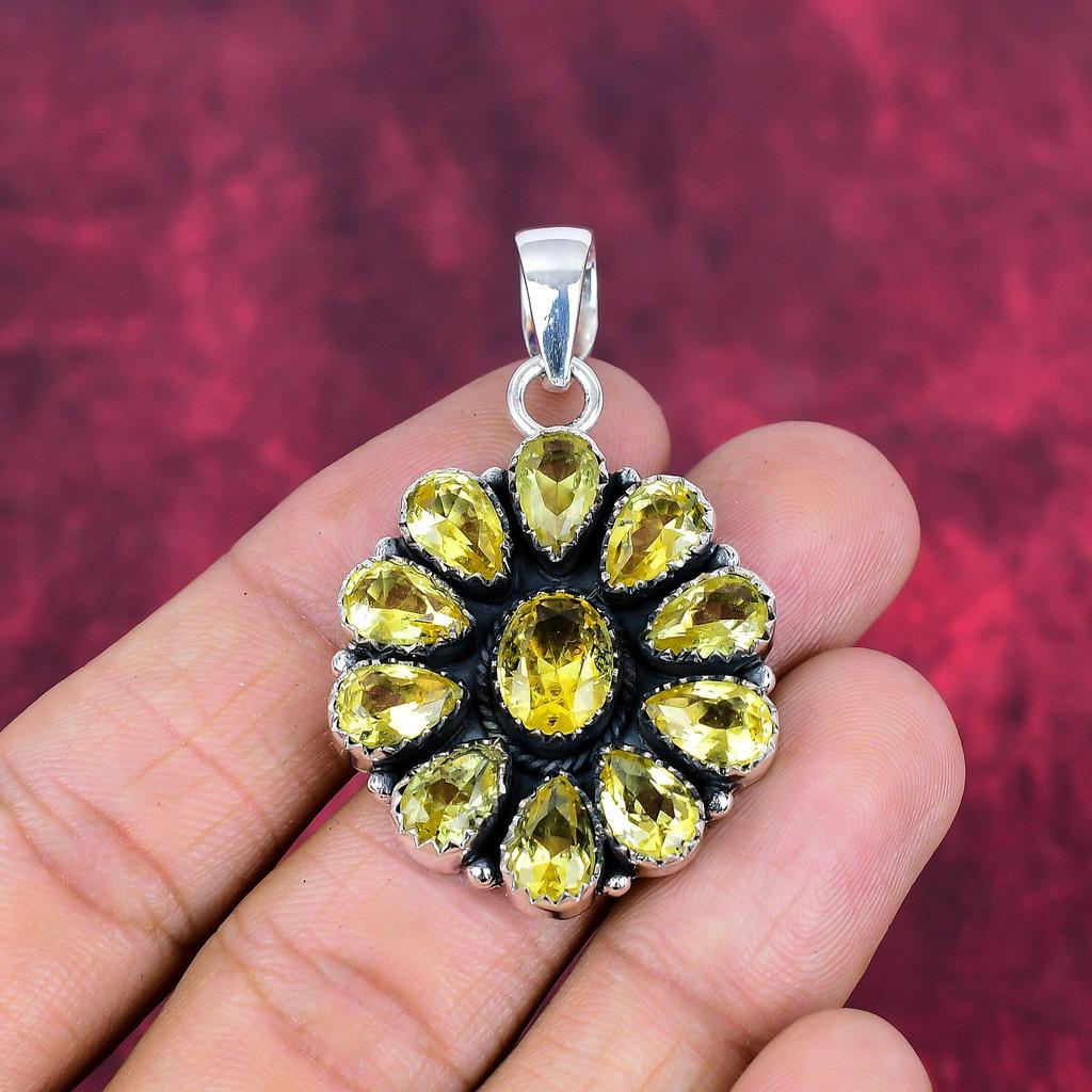 Citrine Pendant, 925 Solid Sterling Silver Gemstone Jewelry, Handmade Pendant, For Thanksgiving