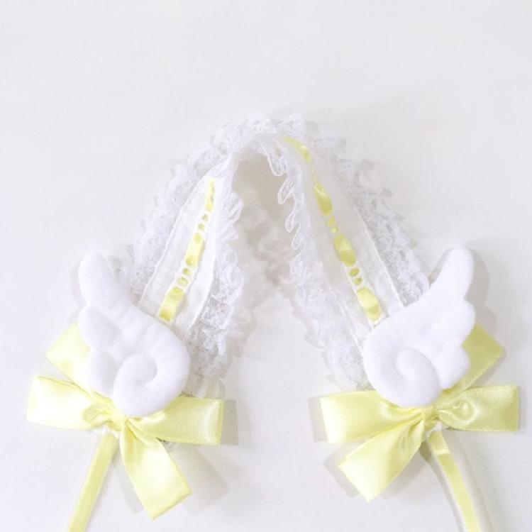 Lolitas Cosplay Maid Headband Lace Hair Bands Wings & Bowknots Decors for Women