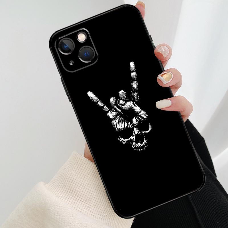 Rock and Roll Skull Phone Case For iPhone 17 Pro Max 16 15 14 11 12 13 Pro Max mini 15 16 Plus 16e 17 Air Cover