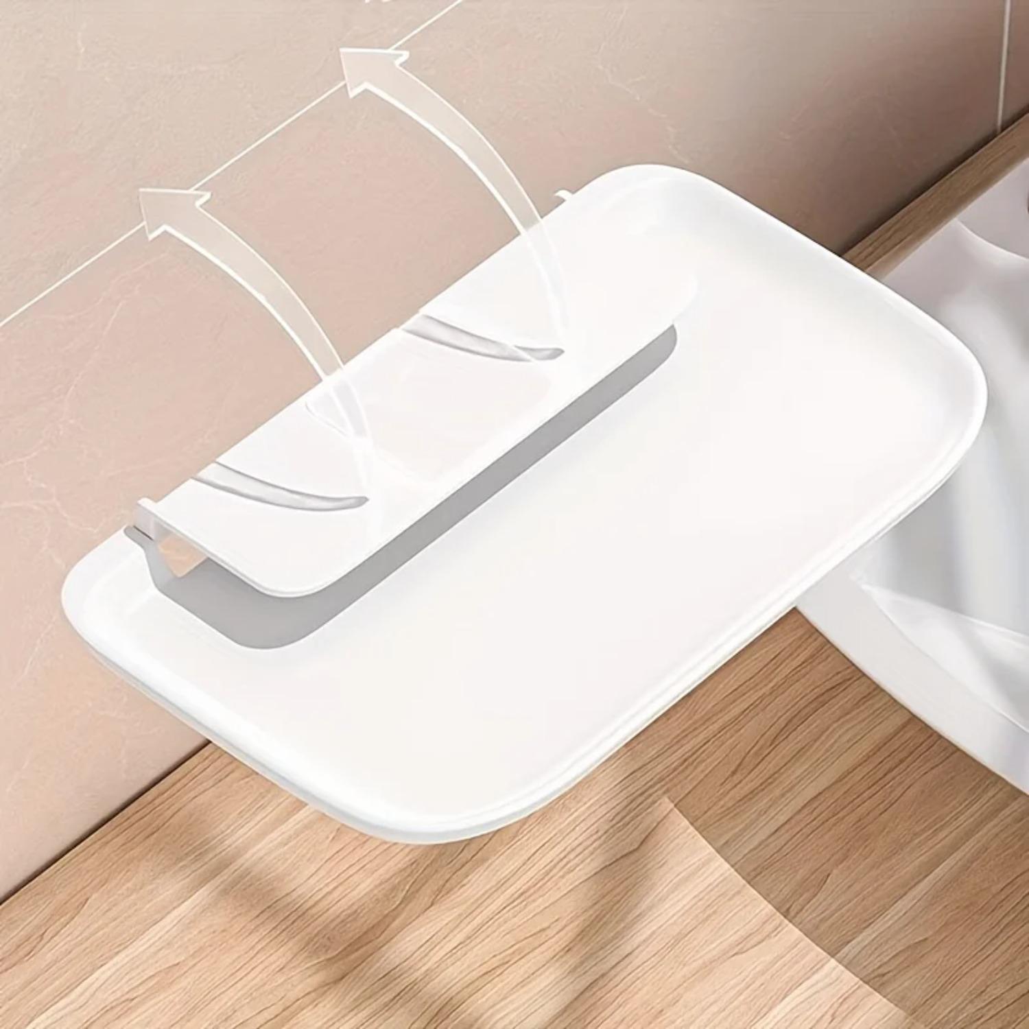 

Foldable No-Drill Wall Mounted Storage Rack, White Plastic Multi-Compartment Shelf for Bathroom & Home Organizer белый