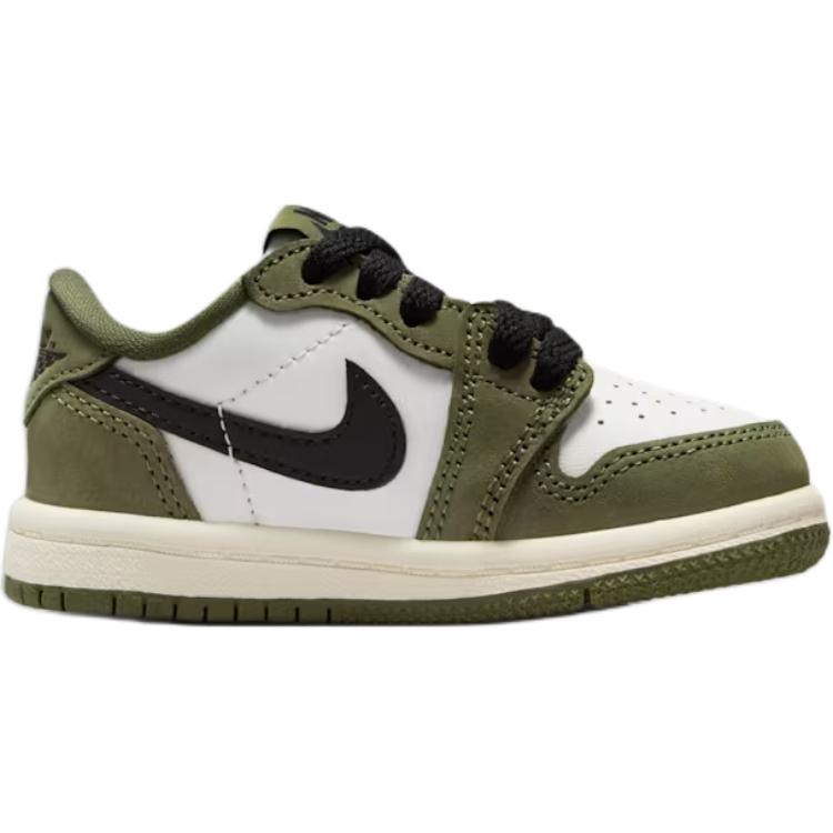 Jordan Air Jordan 1 Slip Resistant Abrasion Resistant Low Top Toddler Shoes White Green Infant And Toddler HQ6997-200
