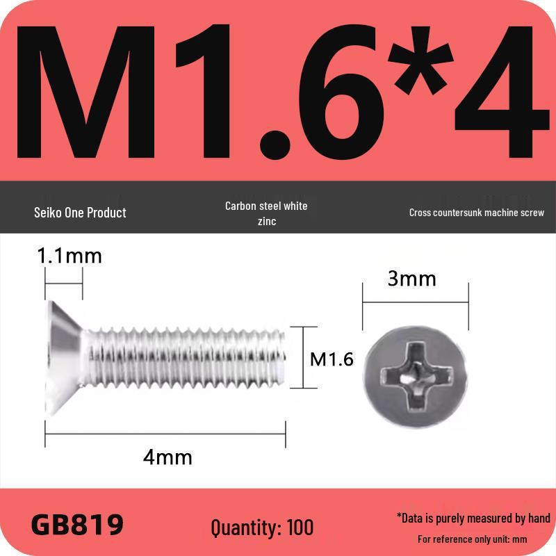 GB819 Zinc-Plated Carbon Steel Phillips Countersunk Screws: M2-M10