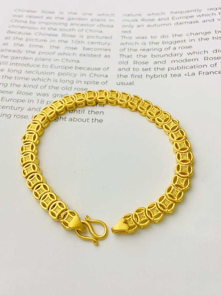 Gold-Toned Luxury Eight Directions Wealth Copper Coin Bracelet