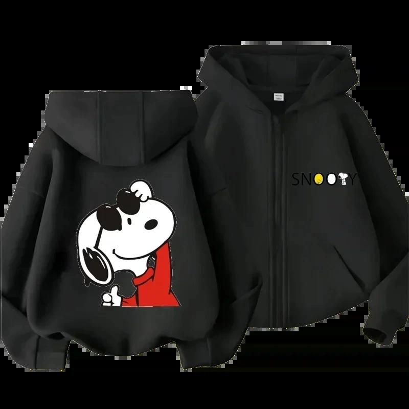 Kids Cartoon Street Sweatshirt Cute Snoopy Design Boys Girls Spring Hooded Tops 3-14 Years