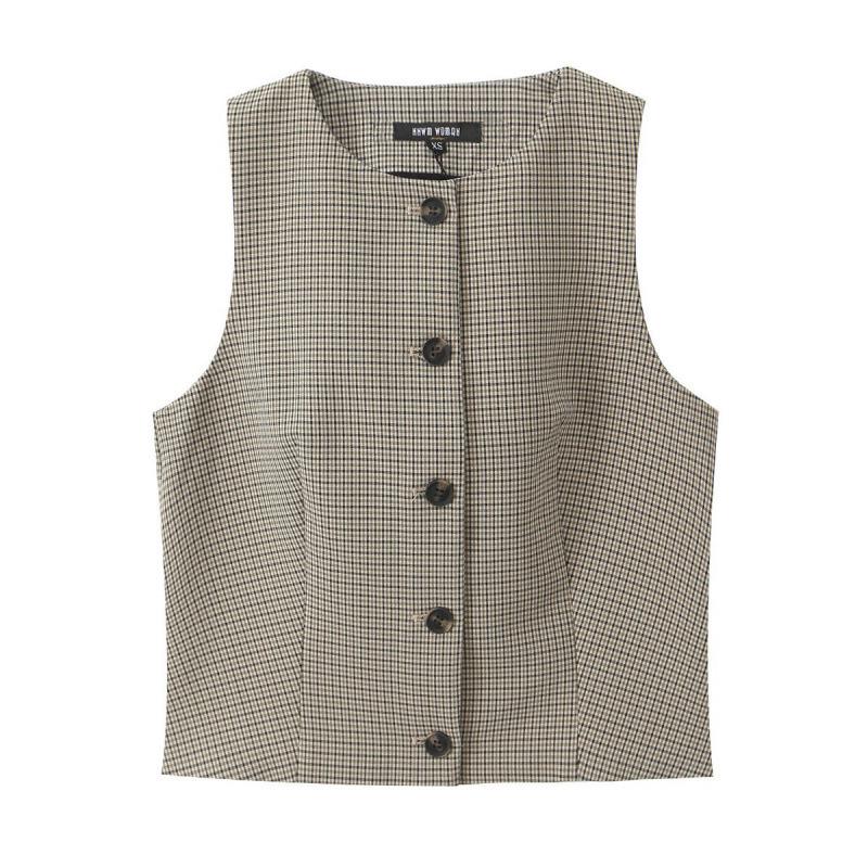 Spring 2026 European & American Plaid Vest with Casual Long Pants Large
