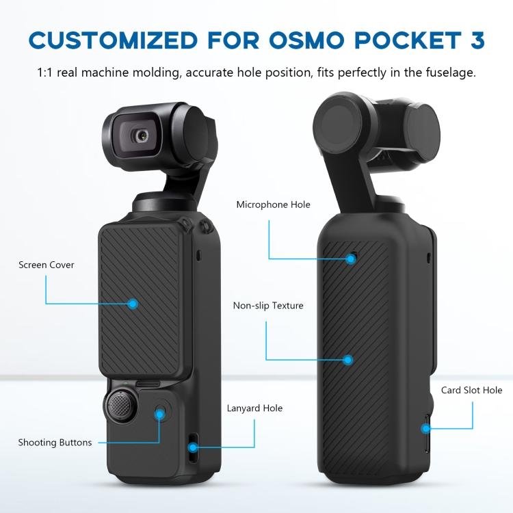 For DJI OSMO Pocket 3 PULUZ 2 In 1 Silicone Cover Case Set with Strap