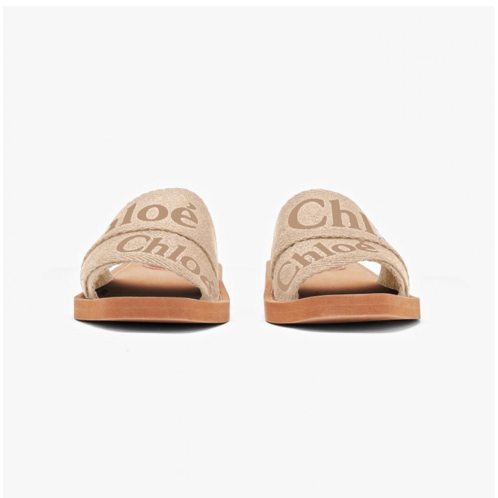Chloe Chc23u188ef 26y Woody Logo Flat Mule Slippers