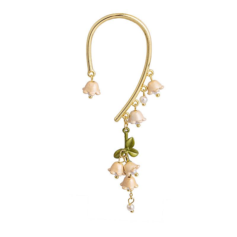Earless Hole Lily Of The Valley Leaf Earrings, Fairy Style Retro Flower Earrings, Small And Fresh Temperament Versatile Earrings