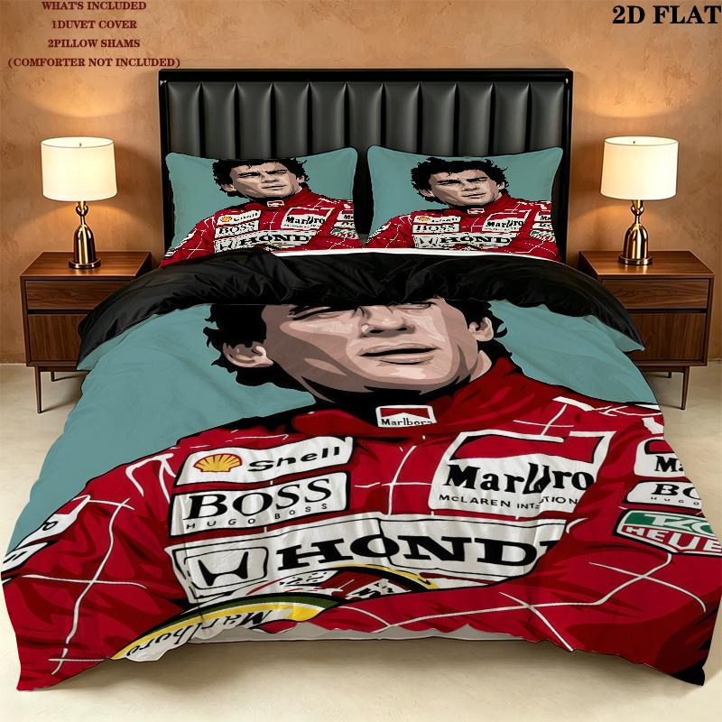 Ayrton Senna Bedding Quilt Set Quilt Cover Pillowcase Home Decoration Birthday Gift (1 * duvet cover + 2 * pillowcase, without core)