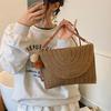 Handmade Straw Beach Shoulder Crossbody Bag Girls Envelope Woven Summer Small Hair Ball Cluth