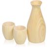 Morikuru YK03-03 Hinoki Cypress Sake Bottle and Cup Set, Round, 3 Pieces, Made In Japan