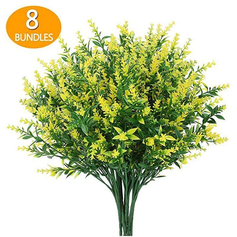 Bundles Artificial 8 Flowers Plastic Fake Outdoor Plants For Garden Porch Window