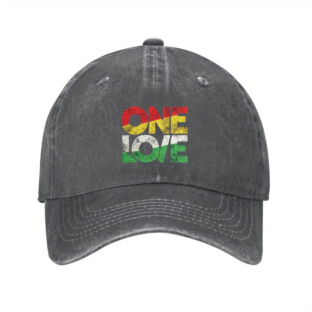 One Love Rasta Print Cotton Baseball Cap Adjustable Curved Brim Unisex Casual Hat