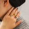 Titanium Steel Ring for Women, Non-fading, Fashionable Jewelry, Niche Versatile Band, Teardrop Stainless Steel Open Ring
