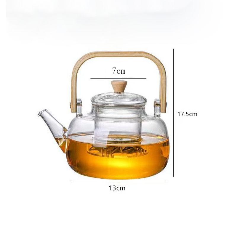 1000ml Velkokapacitní Pařící Varná Dvouúčelová Konvička s Rukojetí Žáruvzdorná Zesílená Skleněná Konvička Čajová Konvice Rychlovarná Konvice Čajová Sada