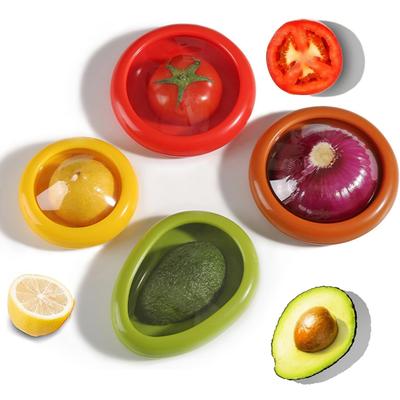 4 recipientes reutilizables para guardar cebollas, aguacates y tomates, ideales para el refrigerador, ideales para ajo, cebolla, limón y papa.