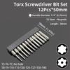 Torx Screwdriver Bit 50mm Magnetic S2 Steel 1/4'' Hex Shank Hollow Hole Security Bits T5-T40 Electric Drill Driver Hand Tools
