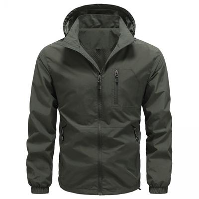 Chapéu Removível Jaquetas de Caminhada ao Ar Livre Masculinas Finas com Capuz Impermeáveis Roupas de Exterior Caça Pesca Esportes Cor Sólida Casual Jaqueta Homem