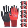 Safety Work Nitrile Coated Work Nitrile Grip Work Gloves for and Woodworking [HPHST] Gloves, Gloves, 12-Piece Men's - Touchscreen, Non-Slip,