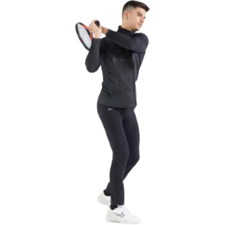 DECATHLON Breathable Sweat-Wicking Stand Collar Long Sleeve Jacket Men's Black/Grey