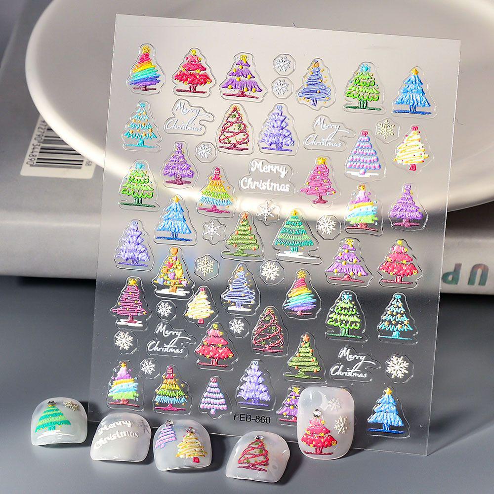Colorful 3D Jelly Christmas Tree & Snowflake Nail Art Stickers Atmosphere: Snowflake Christmas Tree - 1 sheet