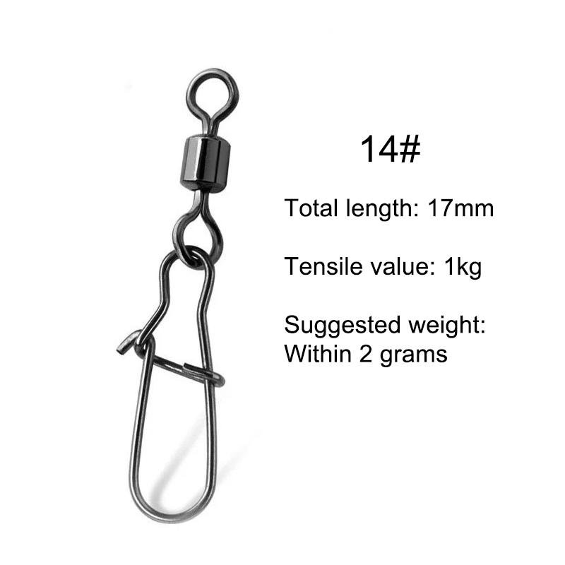 40 Pcs Stainless Steel Fishing Connector Pin Bearing Rolling Swivel Snap In Box Fishing Tackle Accessories For Lure Hook