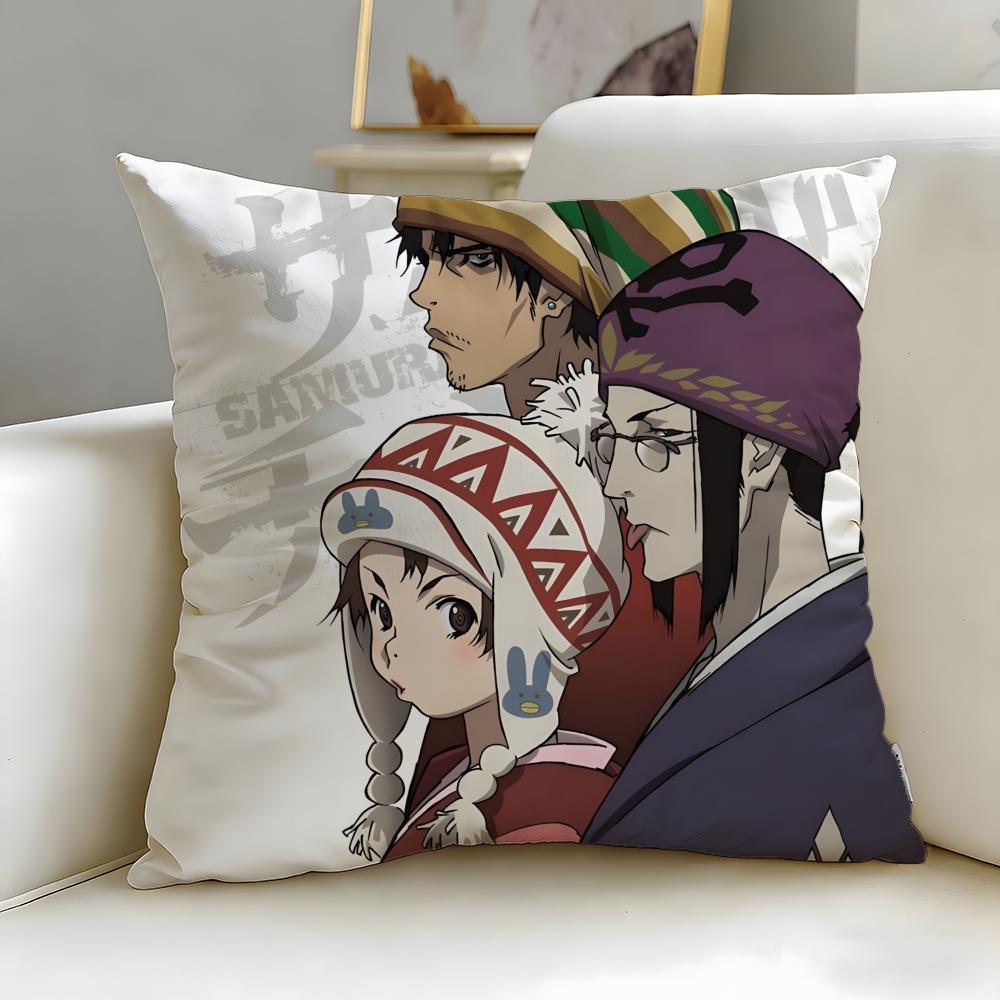 classic anime Samurai Champloo Cushion Cover Soft & Easy-Wash Pillow Case – Versatile for Couch, Bed, Travel and Office