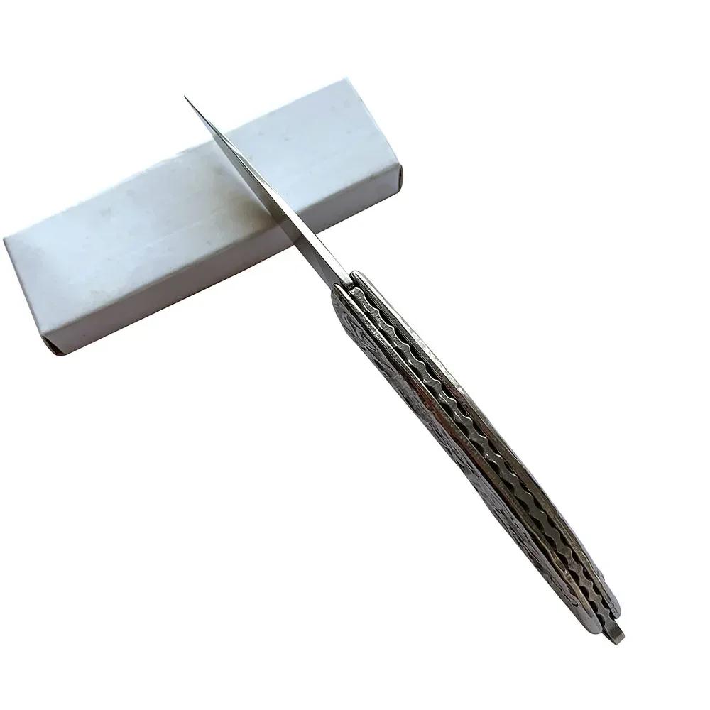 Dropship Stainless Steel High Hardness Sharp Folding Pocket Knife, 3D Pattern Handle Portable Utility Tool for Fruit Peeling & Daily Use