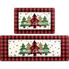 Christmas Tree Kitchen Rugs Farmhouse Red Plaid Kitchen Floor Mat Non Slip Floor Mats for Kitchen Rug Winter Christmas Decor Mat