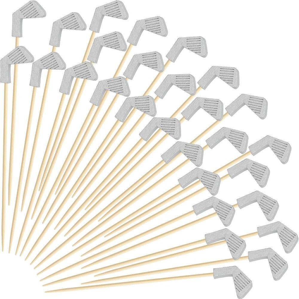 100Pcs/Set Wooden Golf Toothpicks Eco-Friendly Fruit Skewers Golf Theme Party