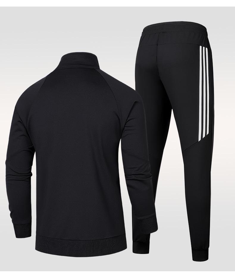 Herrar Tre-Rands Hoodies Träningsset - Casual Mode Sportkläder med Jackstil 105