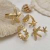 4Pcs/Set Boho Metal Starfish Open Rings For Women Men Exaggerated Gold Color Geometric Adjustable Ring Beach Jewelry Accessory