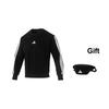 adidas Logo Striped Crew Neck Long Sleeve Sweatshirt Men Sweatshirt Black JE6304