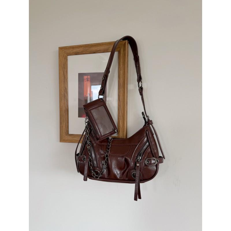 Stylish Small PU Crossbody Bag Women - Punk Chic Urban Commuter Shoulder With Zip Phone Pocket