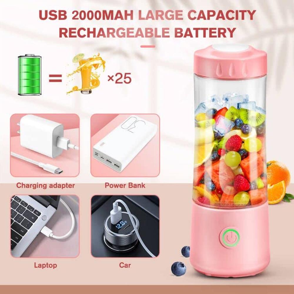 Portable Blender Mini Juicer Machine Shakes Smoothie Blender Electric Fruit Mixer Extractor With 6 Blades