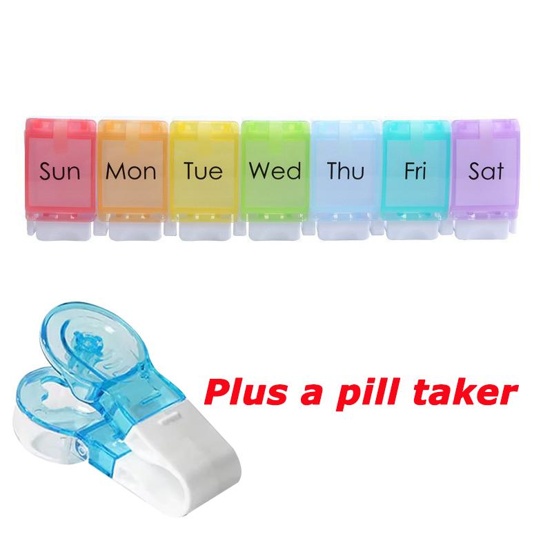 

Rainbow Weekly Pill Organizer 2 Times a Day Large Daily Pill Box with Easy Push Button Design BPA-Free Medication Case for Pills