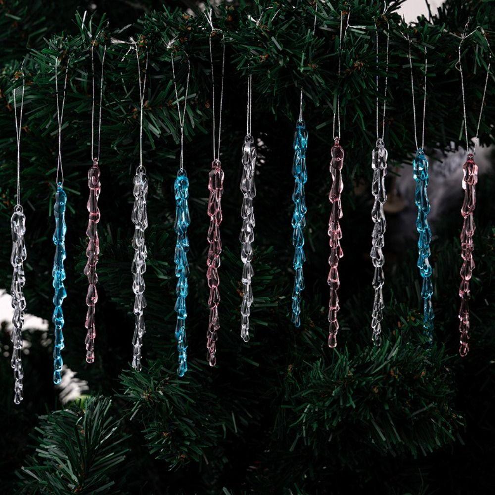 Clear Simulation Acrylic Snowflakes Transparent Xmas Tree Ornaments  Door Window Decor