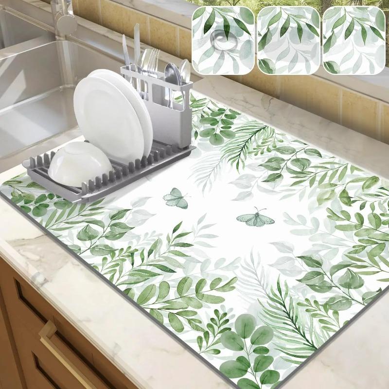 

Коврик для сушки посуды для кухонной столешницы Абсорбирующий коврик с лепестками розовых роз Столешница Кофеварка Столовая Домашний декор 20x30cm-mud