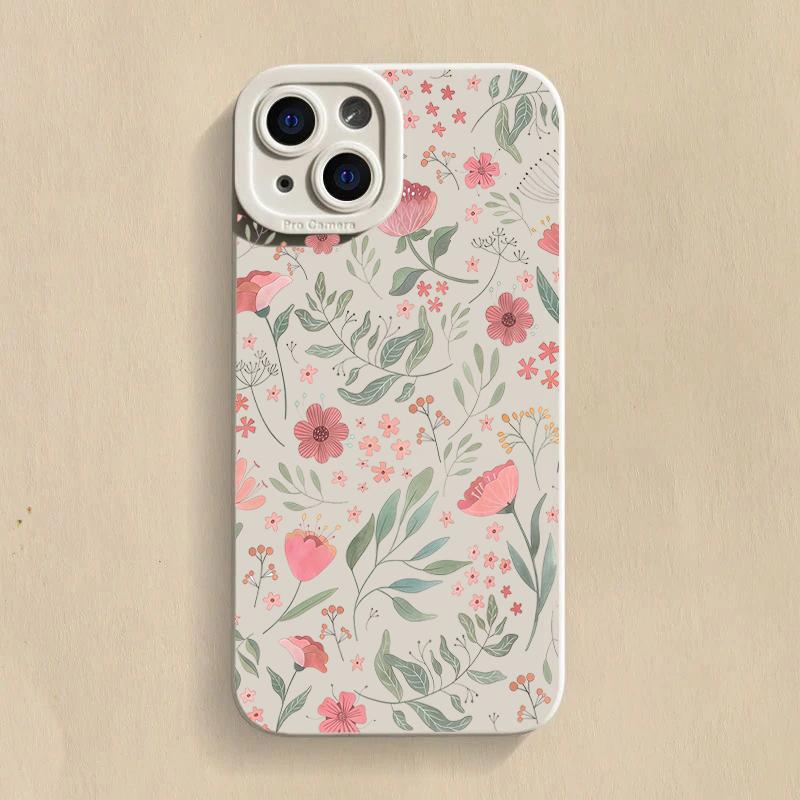 Fresh Rainbow Floral Art Print Phone Case for iPhone 17 16 15 14 13 12 11 Series Pro Max Plus Double Layer Protection