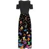 Women' Cold Shoulder Pocket Floral Print Elegant Maxi Short Sleeve Casual Dress