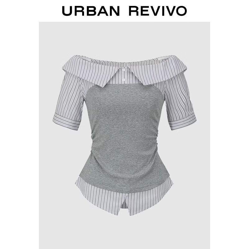 UR Women s Striped Off-Shoulder Layered Blouse XS
