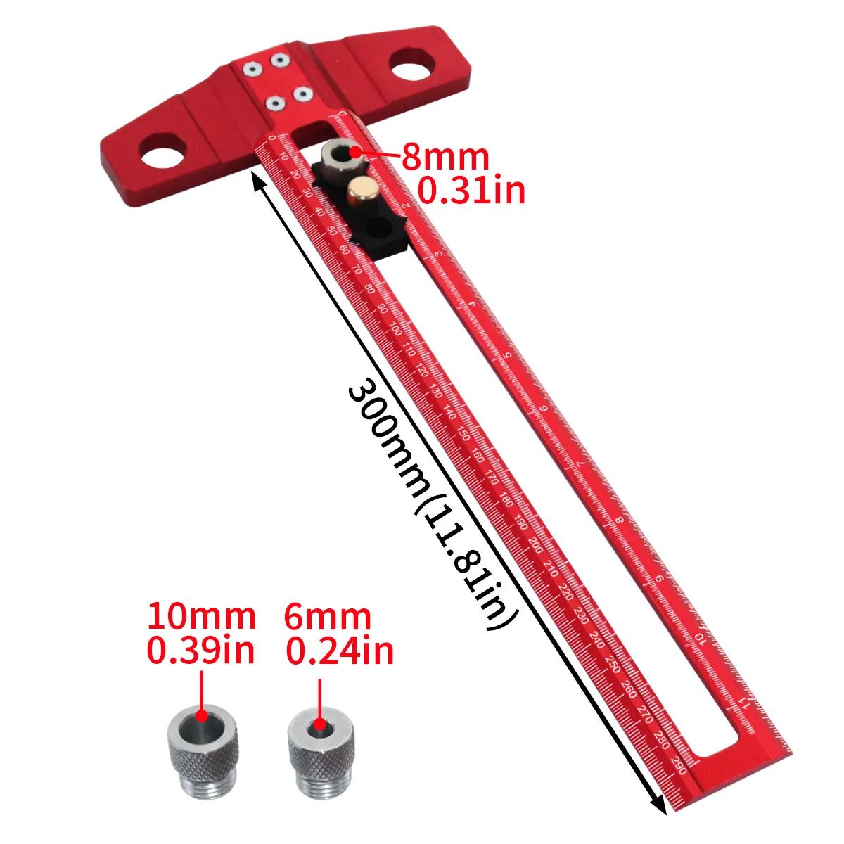 

2 in 1 Drilling Positioning Scoring Ruler, Aluminum Alloy Versatile Dowelling Jig W- 6/8/10mm Drill Sleeves and Activity Block 1pc
