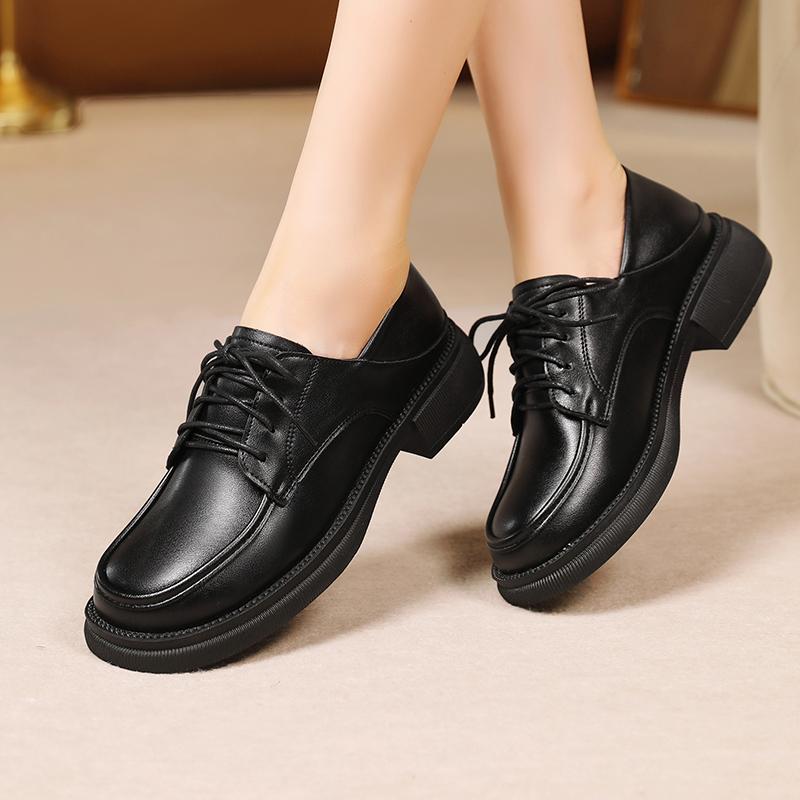 Fashion AIYUQI Genuine Leather Loafers Women 2024 Autumn New British Style Shoes Women Lace-up Casual Women Shoes