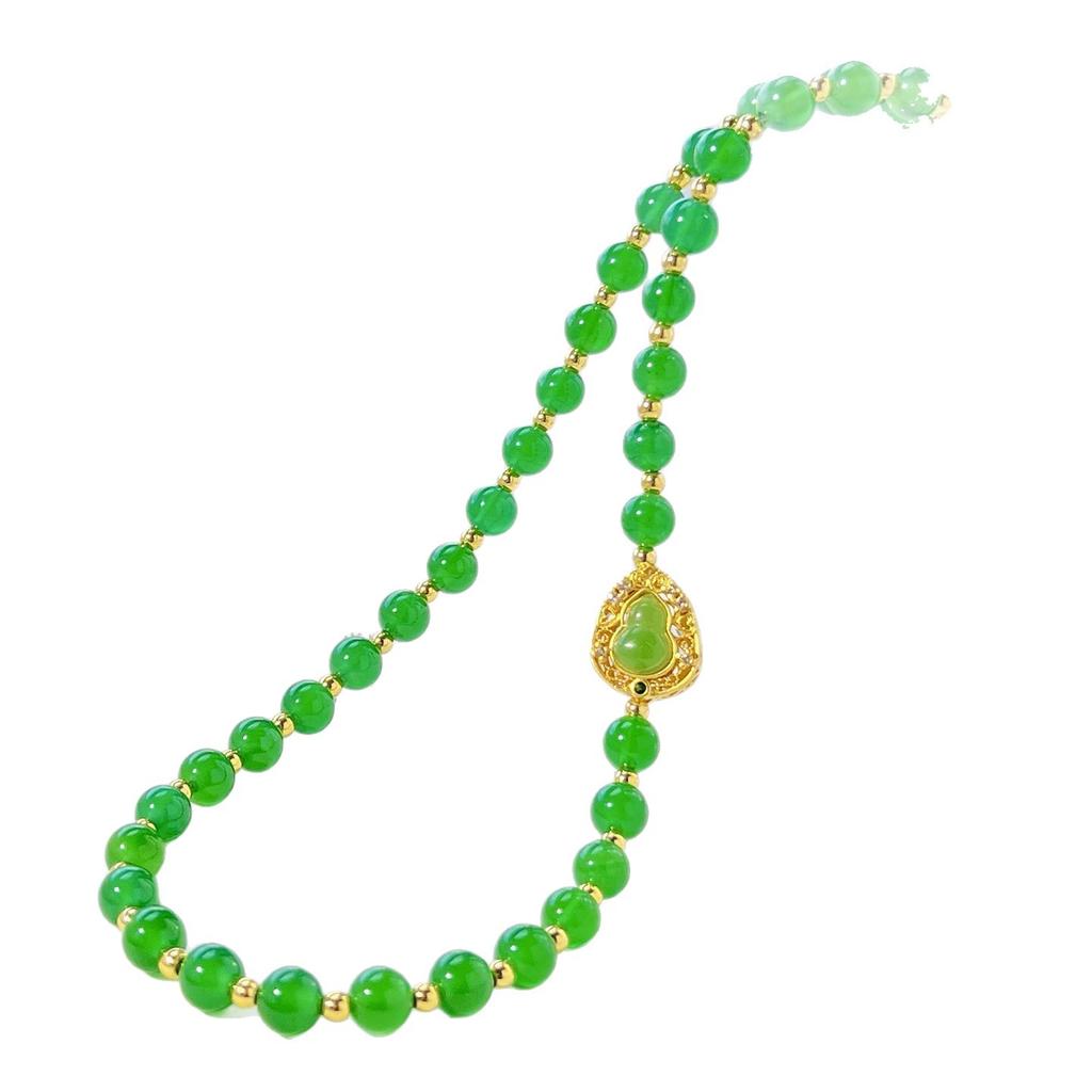 High Quality 6M Natural Ice Through Emperor Green Chalcedony Agate Necklace Sweater Chain Collarbone Chain