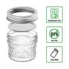 Set of 12 Regular Mouth Mini Mason Jar with Airtight Lids & Bands, Quilted Crystal Glass Storage Jars for Storage Food, Jam, Butter, Baby Food, Crack