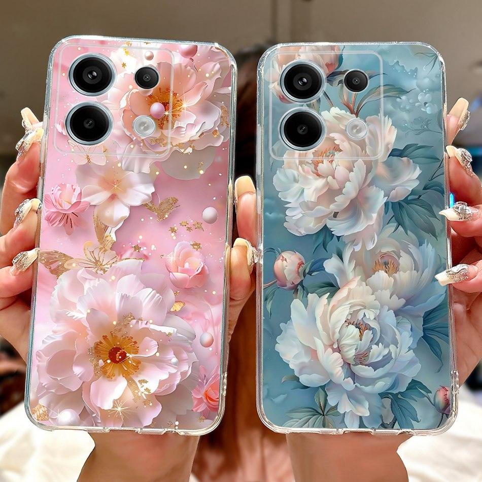 For Xiaomi Poco X6 Pro PocoX6 Elegant Floral Butterfly Phone Case For Poco X 6 X6Pro Soft Silicone TPU Cases