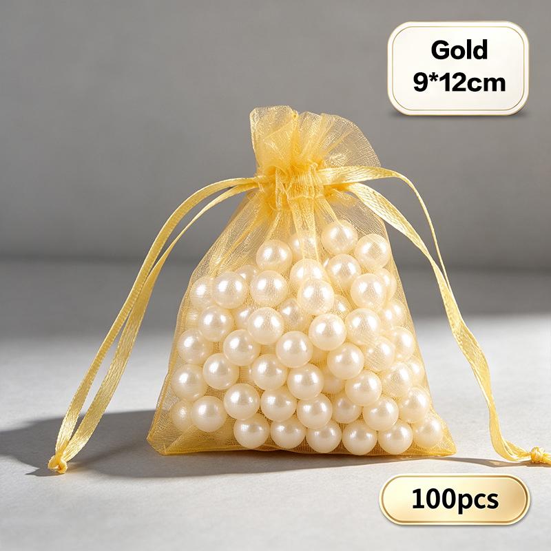 100 stk Bryllup Julegaveposer Organza Gavepose Snoreposer Til Slik Smykker Pose Pakning