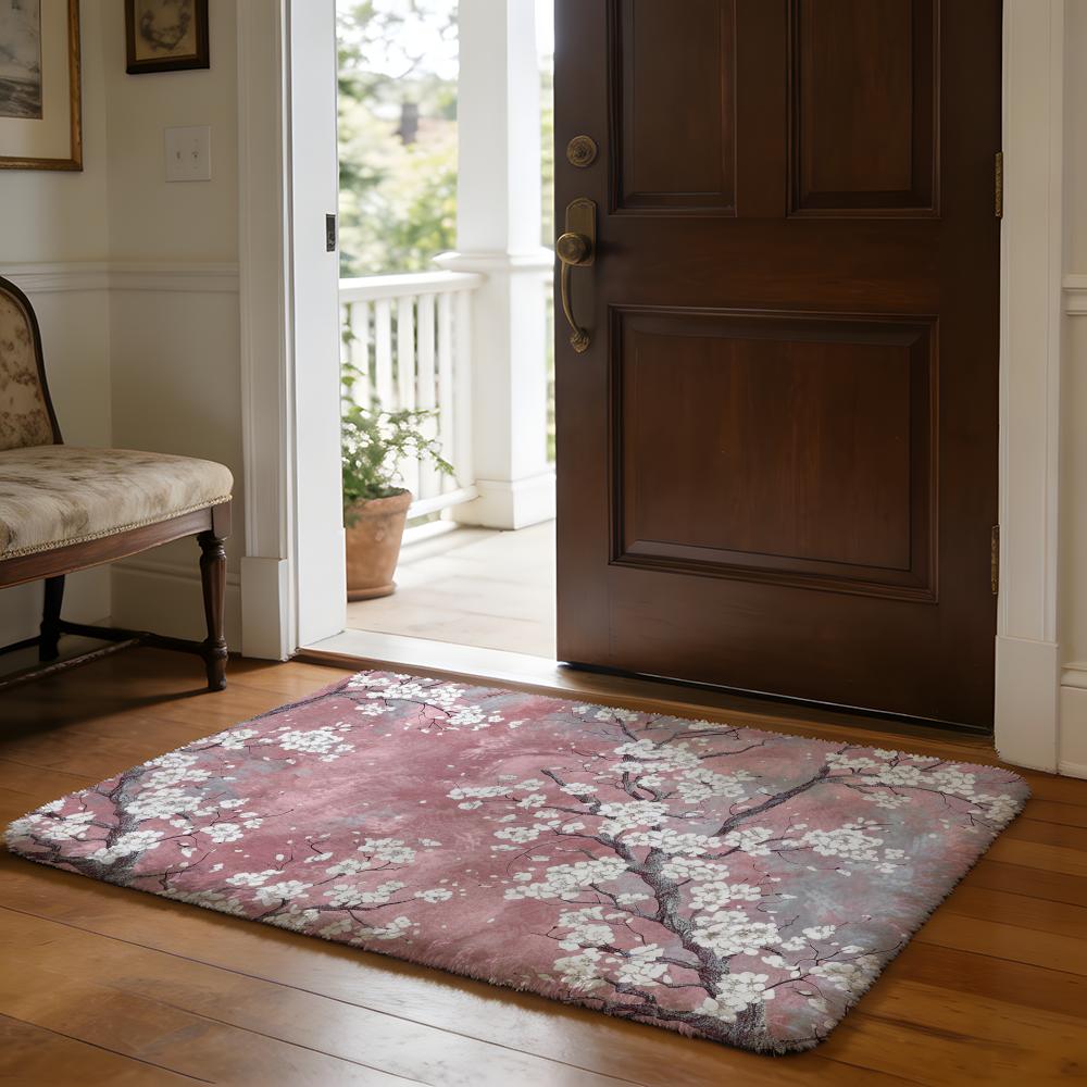 Japanese Cherry Blossom Floor Mat Soft Flannel Absorbent Mat Non-Slip Rug Home Bedroom Bathroom