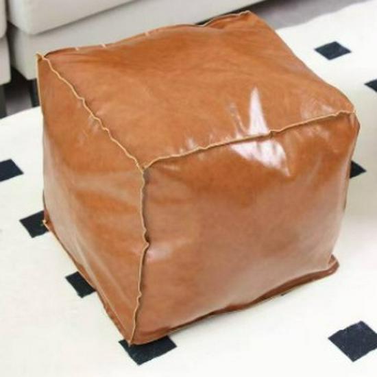 Lagerhocker aus Leder mit Sitzkissen - Multifunktionales Futon-Sofa und Hocker